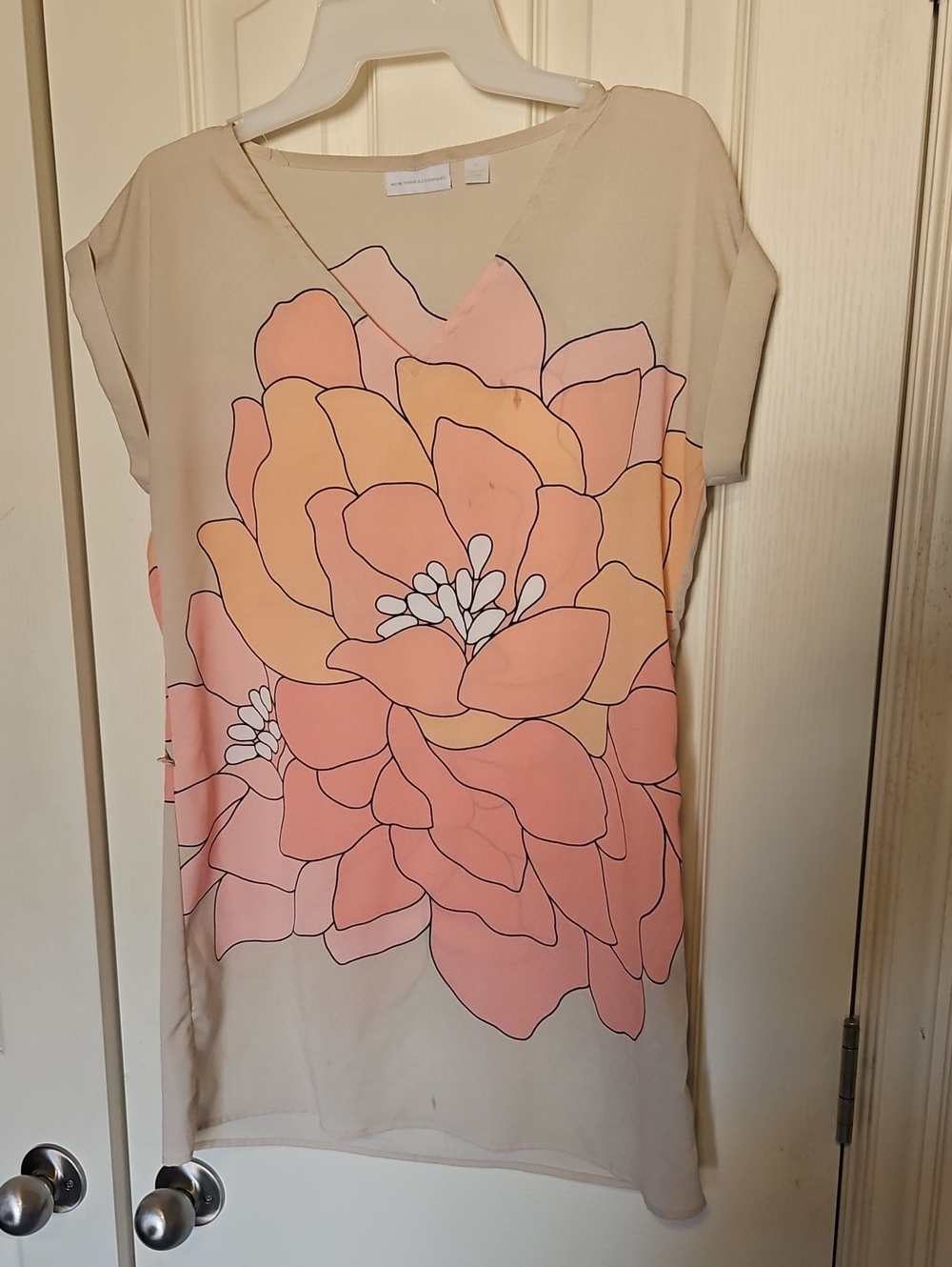 New York & Company Long Flower shirt